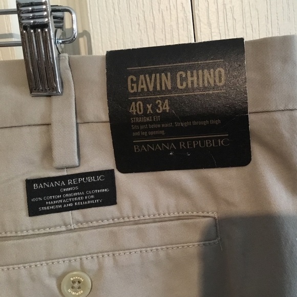 NWT Men’s Banana Republic Gavin Chino in Beige, Straight Fit - Sz 40x34 - Picture 4 of 5